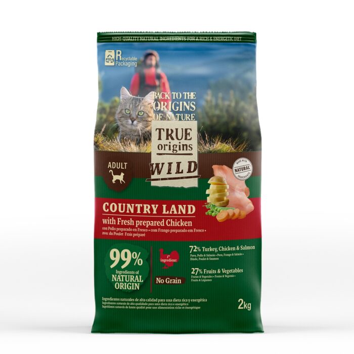 True Origins Wild Adult Frango e Peru Ração para gatos