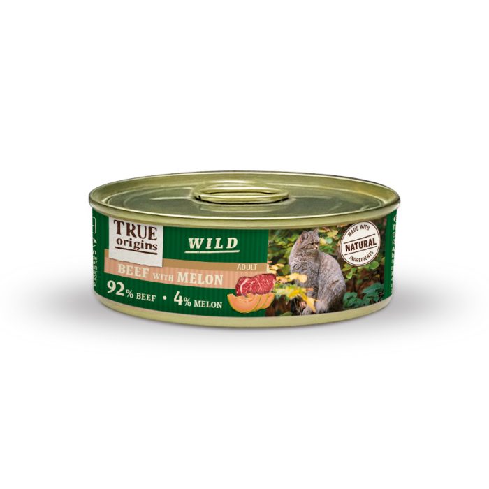 True Origins Wild Adult Carne e Melão lata para gatos