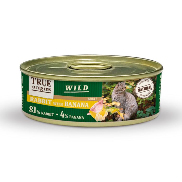 True Origins Wild Adult Conejo y Plátano lata para gatos