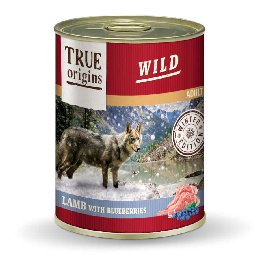 True Origins Wild Winter Edition Cordero y Arándanos lata para perros