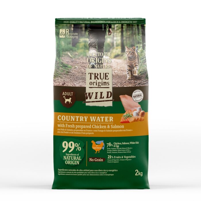 True Origins Wild Adult Country Water Frango e Salmão ração para gatos
