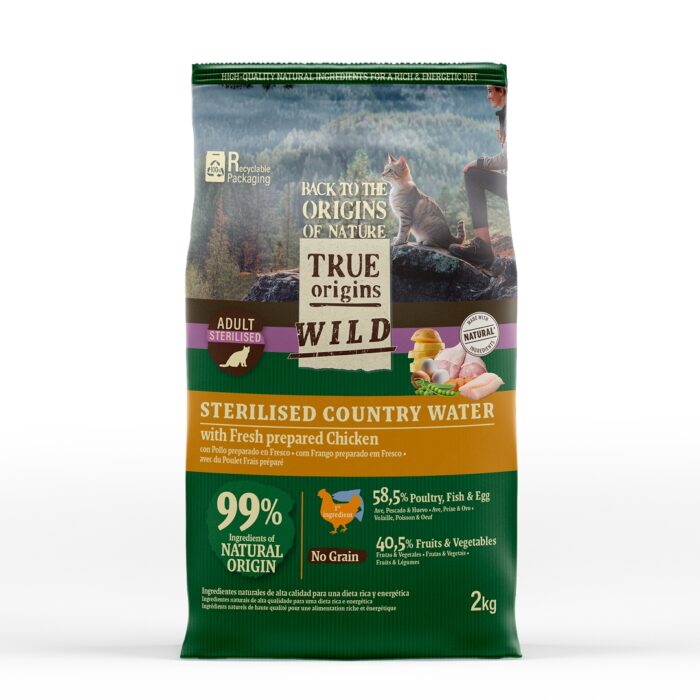True Origins Wild Country Water ração frango para gatos