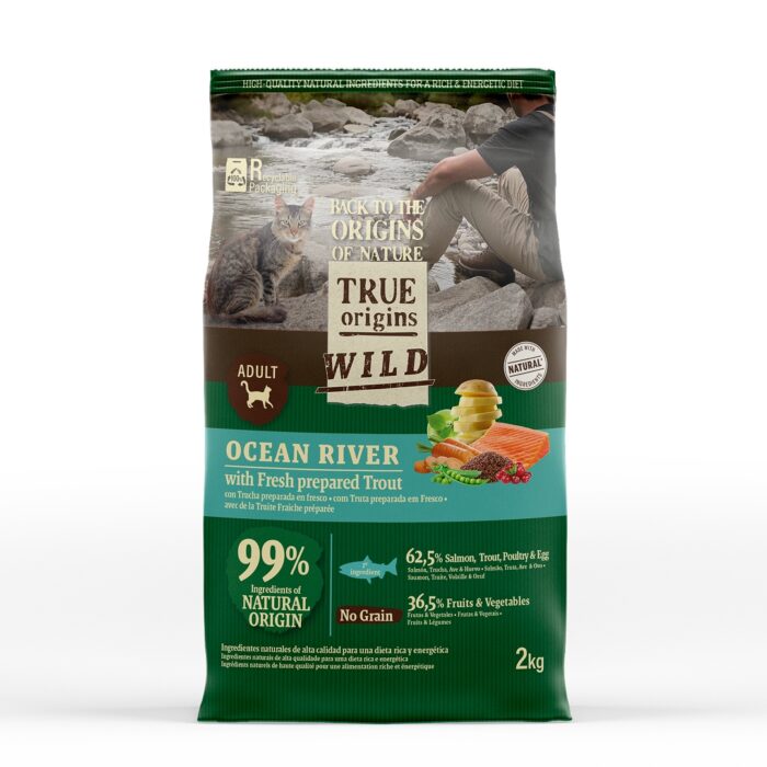 True Origins Wild Ocean River Salmão e Truta ração para gatos