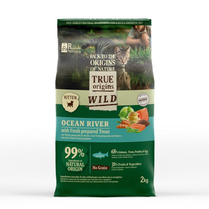 True Origins Wild Ocean River Salmão e Truta ração para gatinhos